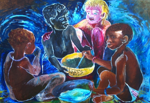 Red, Yellow, Black and White