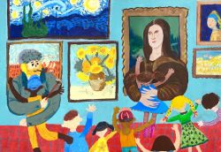 Embracing in the Art Museum